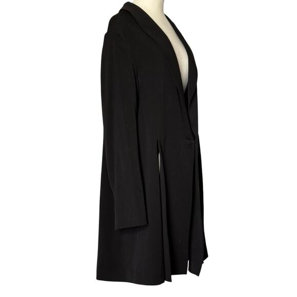 NWOT MM.LAFLEUR Solid Black Tuxedo-Style One-Button Long Slit Coat  Sz +2/US 18 - Picture 4 of 12